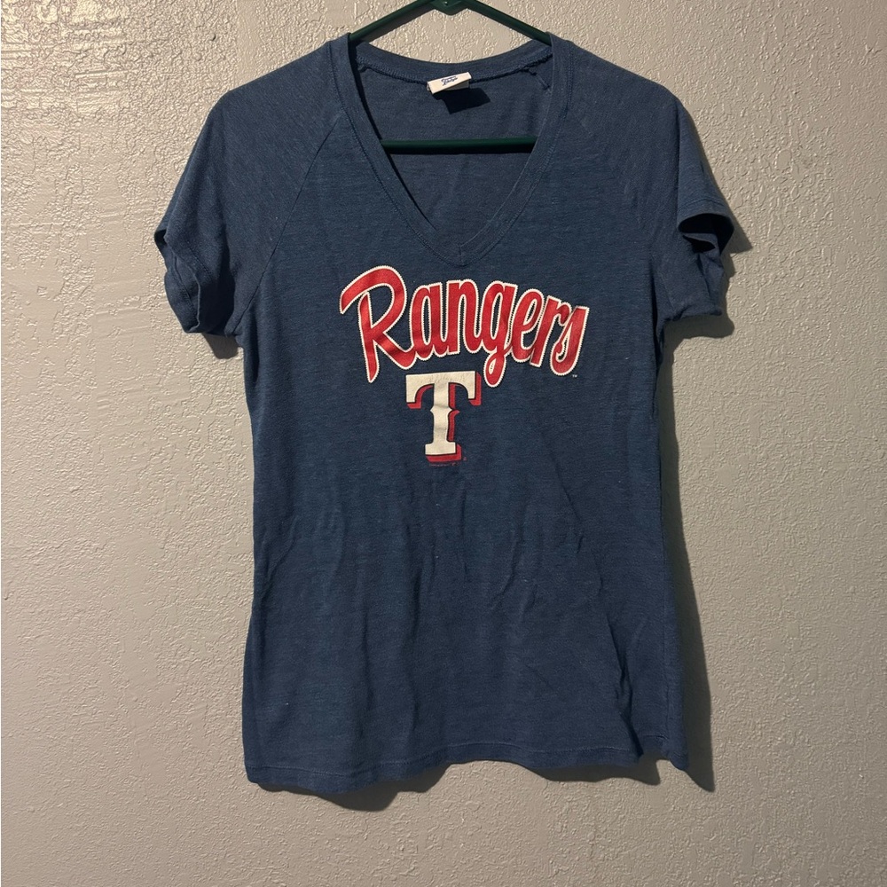 5/$20 Blue Rangers V-Neck T-Shirt texas rangers